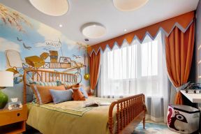 105平米时尚二居室儿童卧室背景墙设计图片