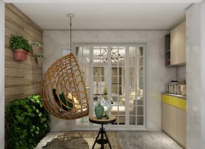 100平米现代简约二居室休闲阳台背景墙设计效果图
