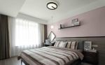 现代简约风格121平三居室卧室粉色墙面设计图