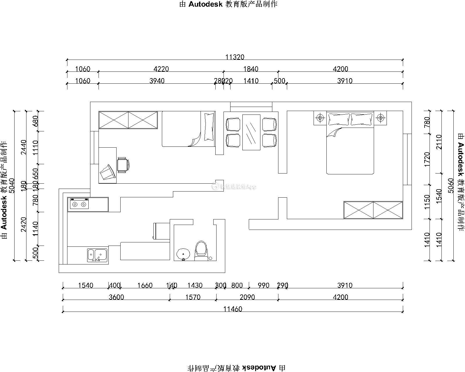 2023家庭二居室户型设计图