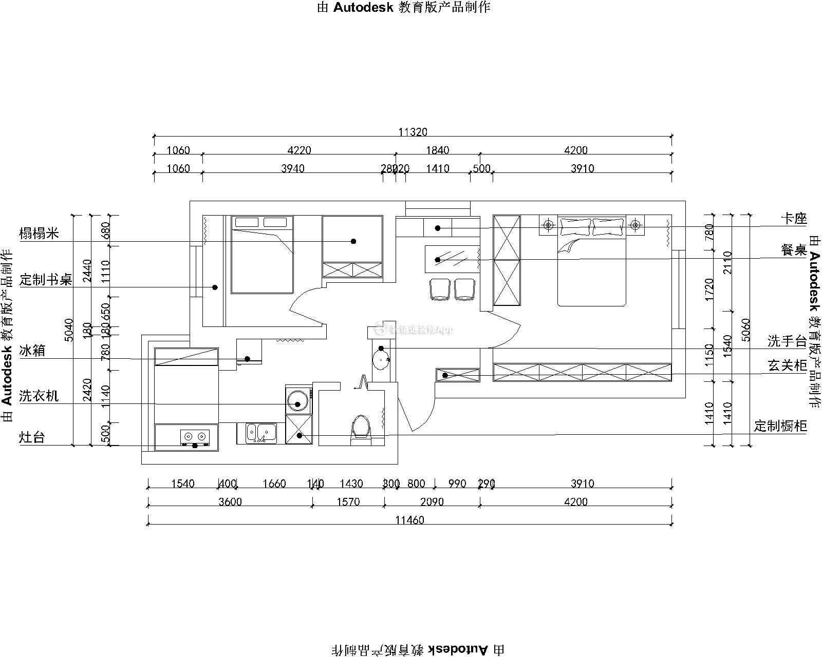 82平米二居室住宅平面设计图