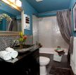 简约美式家庭卫生间蓝色背景墙设计图片