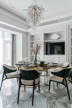 新房别墅餐厅圆形餐桌装修图片欣赏2019