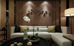 110平米现代简约风格二居室客厅沙发墙设计图片