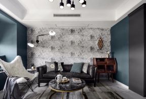 125平米现代轻奢风格三居客厅沙发墙设计效果图片