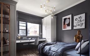 125平米现代轻奢风格三居次卧室设计效果图片