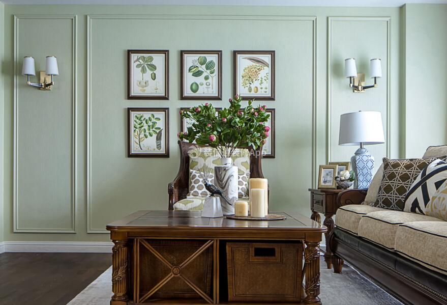美式风格房子客厅实木茶几装修图片