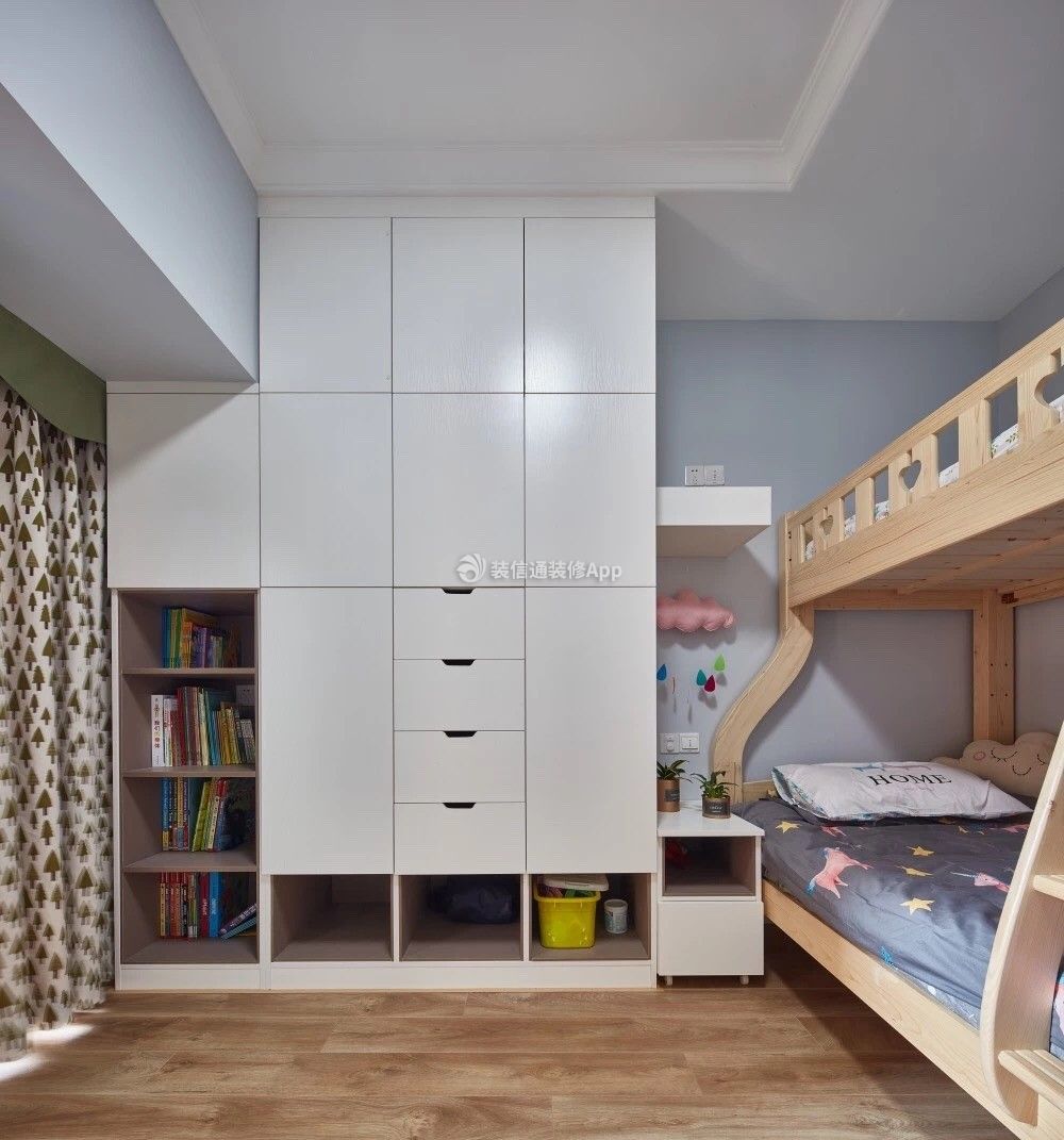 简约北欧风格110平米三居儿童卧室衣柜设计图