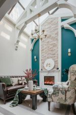 美式风格别墅房子客厅壁炉装修设计图