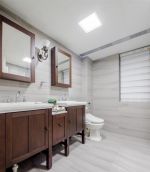 美式风格房子卫生间台盆柜整体装修效果图 