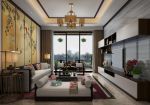 新中式风格120平米三室客厅吊灯装潢效果图