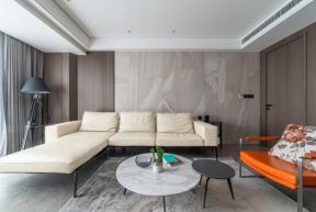 现代简约风格两居样板房客厅转角沙发装修