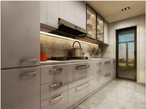 82平米现代简约风格二居室厨房背景墙装修效果图