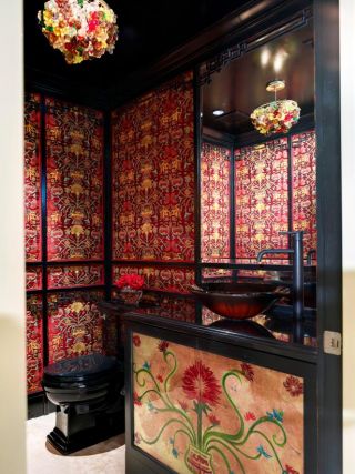 中式复古风格家庭卫生间墙面设计图片