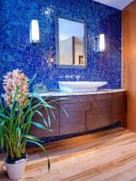 简约风格度假别墅卫浴间蓝色瓷砖墙设计图片