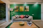 简约风格110平方米三居室客厅绿色墙面装修实景图