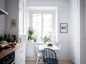 北欧风格单身公寓样板房厨房餐厅一体装修
