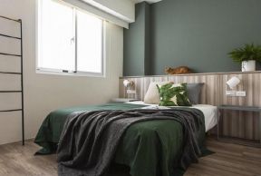 单身公寓样板房卧室绿色装修图片欣赏