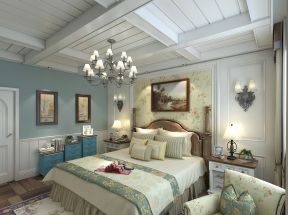 地中海风格130平米三居室卧室吊顶装潢效果图