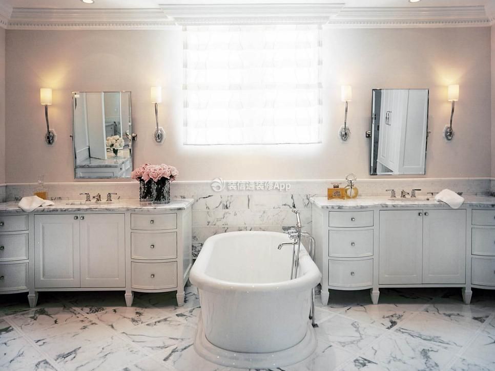 小法式风格国外私家别墅浴室洗漱台装修图片