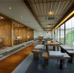 新中式风格1500平米主题酒店休闲区落地窗装修图片