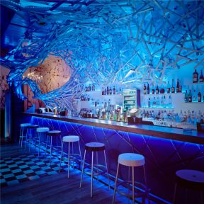 现代风格1200平米大型酒吧吧台装修图片