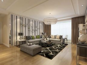 现代风格170平米三居室客厅沙发墙装修效果图