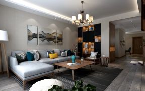  新房客厅装修效果图欣赏 新房客厅装修图片 蓝色布艺沙发