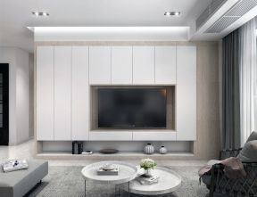 现代风格简约三居客厅电视柜墙设计效果图片