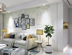 北欧风格家庭客厅沙发背景墙照片装饰图片