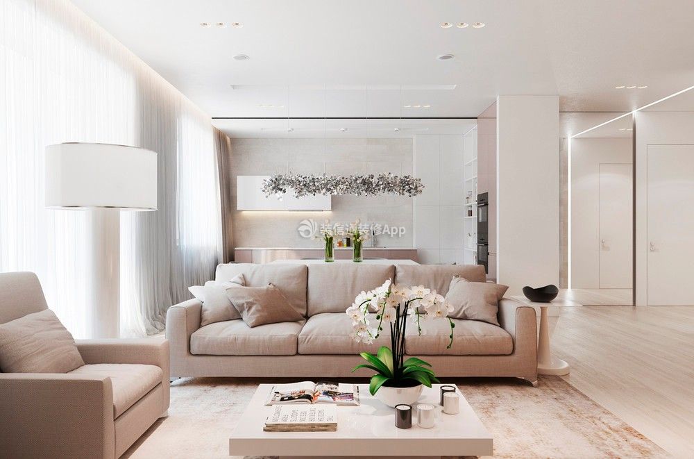 95平米简约北欧风格二居客厅沙发设计图