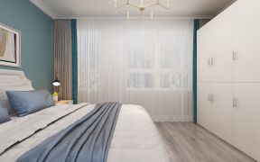 简约北欧风格46平米二居卧室窗帘搭配装修效果图