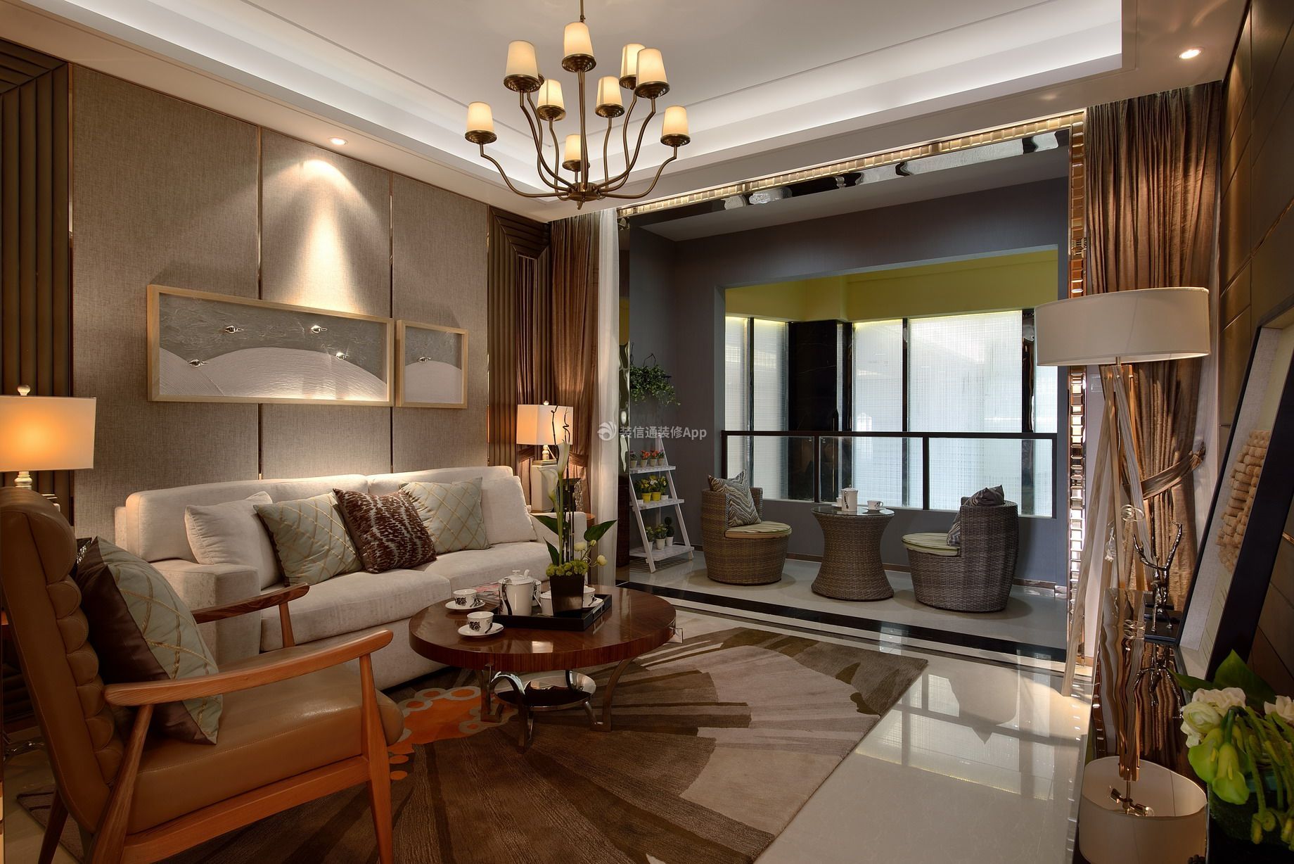 123平米现代简约风格三室客厅沙发墙设计图片