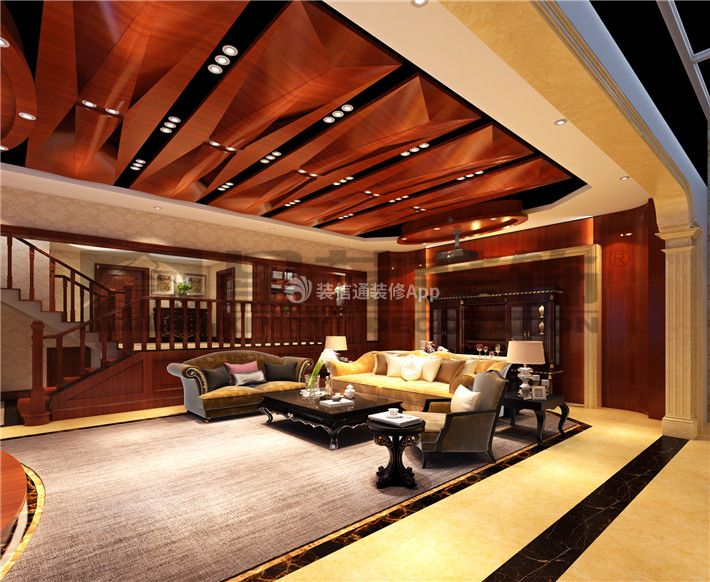 500平米欧式风格别墅客厅吊顶装修效果图
