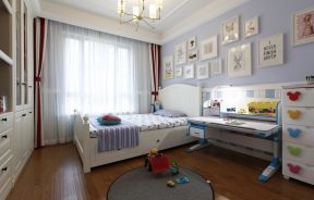 115平米简约美式风格三居儿童卧室照片墙设计图片