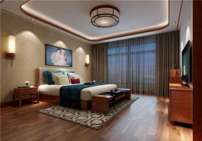 新中式风格300平米四居室卧室背景墙装修效果图