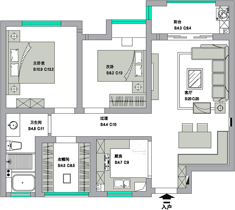 景瑞望府89平户型图 景瑞望府89平户型图