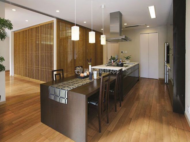 民畅园60平米一居室日式风格开放式厨房餐厅一体设计