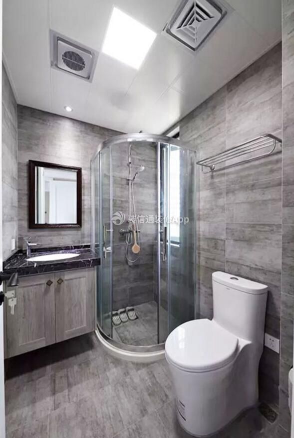 130平方家庭卫生间半圆形淋浴房装修设计