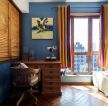 欧式风格75平婚房室内蓝色背景墙装修图