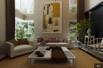 现代中式风格1400平米别墅客厅沙发墙装修效果图