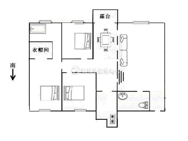 186平米普通三居室戶型設計圖