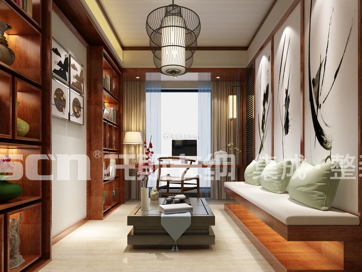150平米新中式风格四居室茶室装修效果图