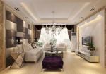 天颐郦城117平米三居室美式风格客厅装修效果图