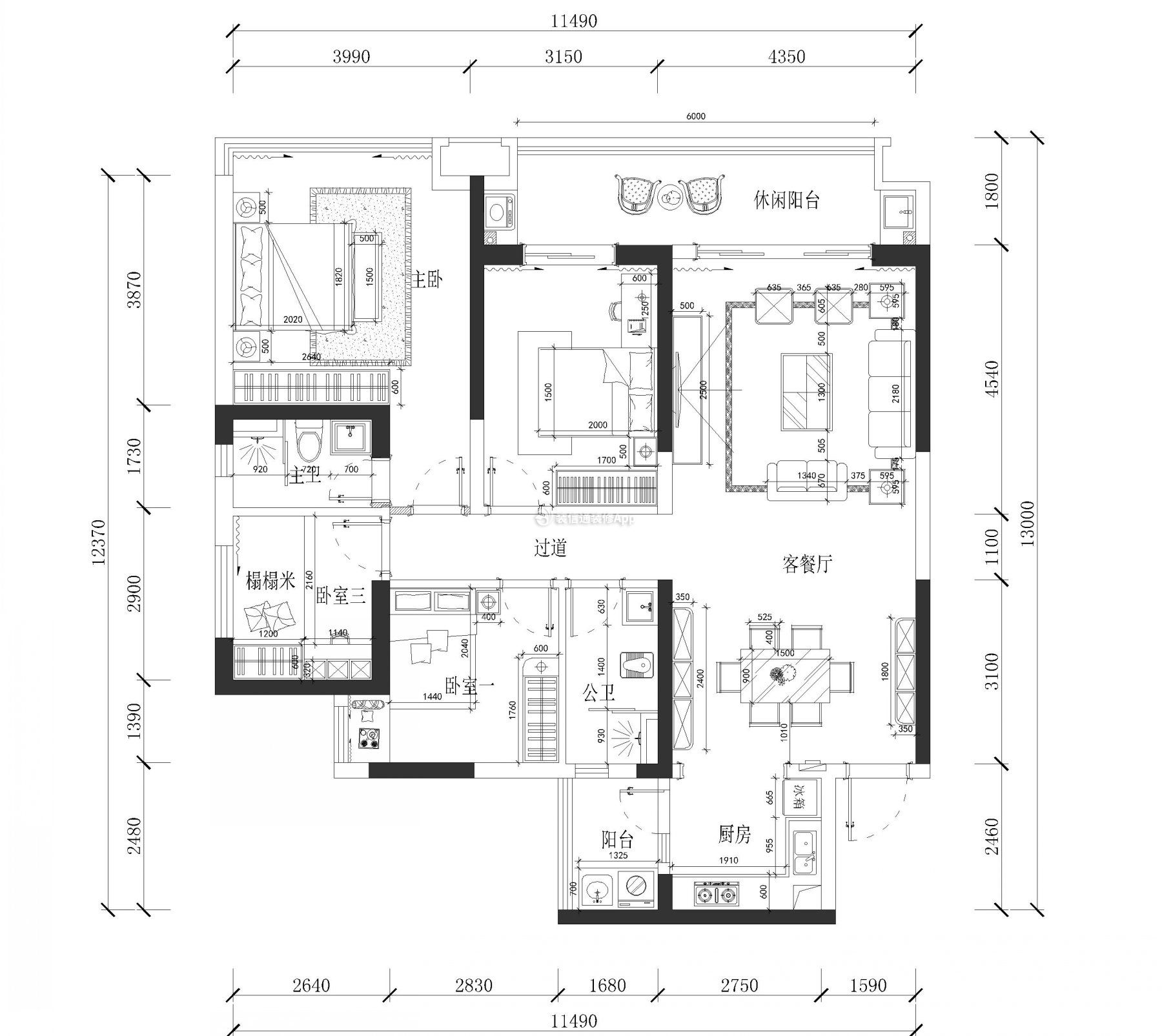 134平方米經典四居室戶型圖