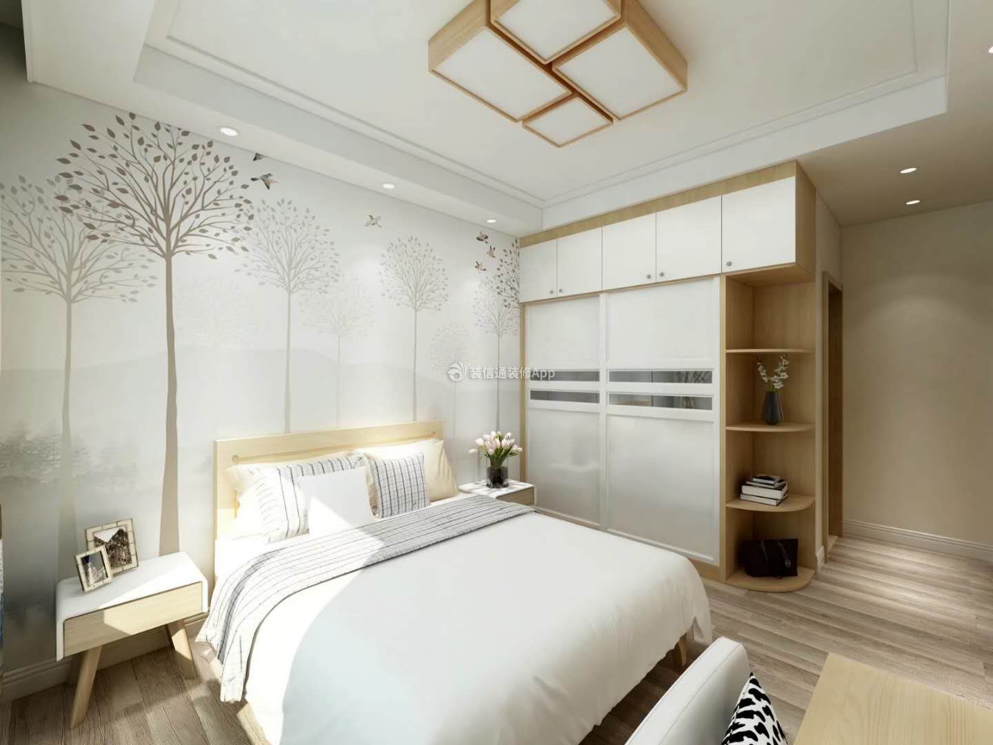 简约日式风格100平小户型卧室衣柜设计效果图