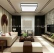 110平米新中式风格三居室客厅背景墙装修效果图
