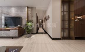 新中式风格116平米三居室过道背景墙装修效果图