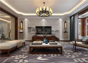 新中式风格130平方米三居室客厅电视墙设计图