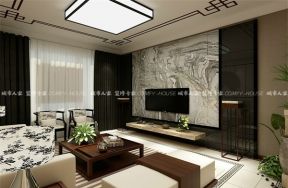 110平米新中式风格三居室客厅电视墙装修效果图